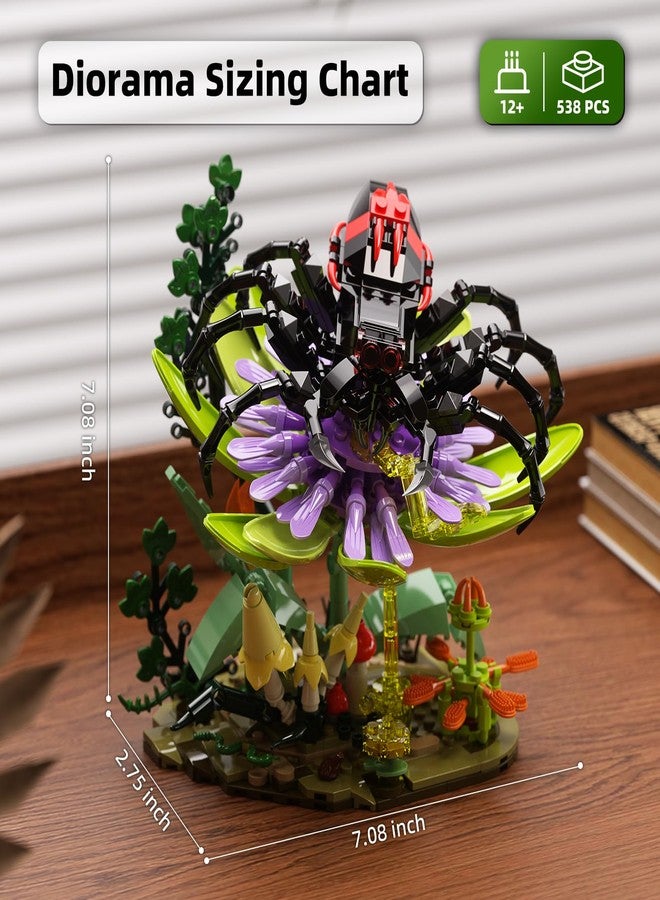 JAKI Spider Building Set for Adult,Wild Animals Building Blocks,Collectible Decor for Home or Office,Horror Halloween Spiders Toy Gift for Kids Boys 16+ - Image 2